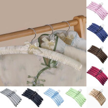 (Pink)Large Satin Padded Hanger Silk Hangers Wardrobe Organization Hotel Room Supplies
