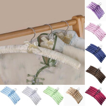 (Blue)Large Satin Padded Hanger Silk Hangers Wardrobe Organization Hotel Room Supplies