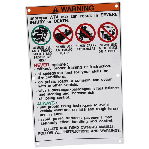 2X for  Warning Decals Stickers Labels Aluminum Backed Raptor Blaster Banshee 2