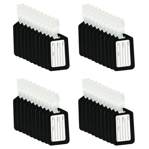 40Pcs Luggage Tags Suitcase Label Bag Travel Accessories Black