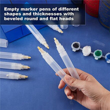 60Pack 6/3 mm Empty Fillable Blank Paint Touch  Pen Markers Round Tilted  Paint  Pens for Art Painting Kit