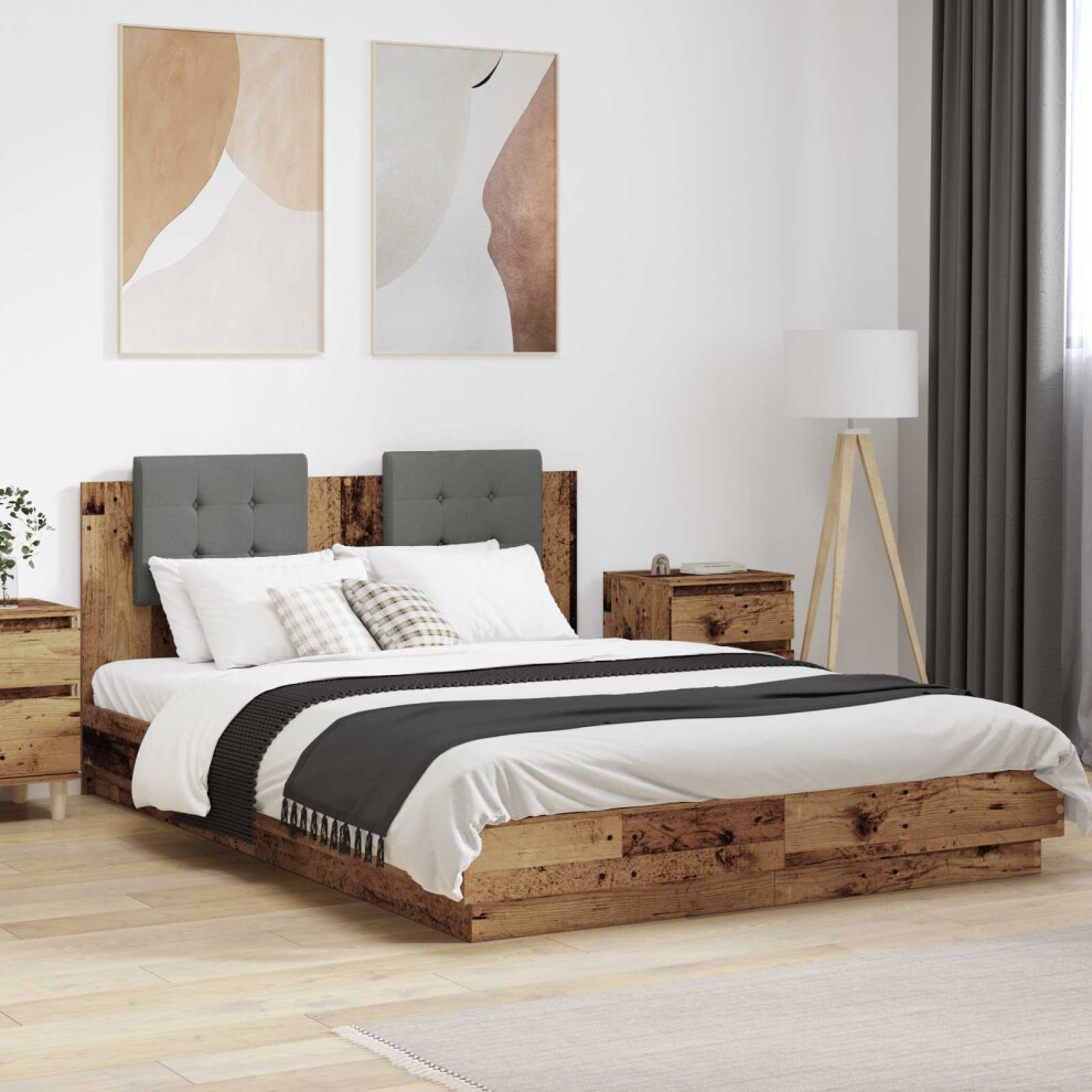 Vidaxl Bed Frame With Headboard Old Wood 150 X 200 Cm Engineered Wood