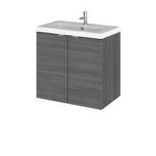 Alrewas Contemporary 2 Door Wall Hung Vanity Unit with Basin, Anthracite Woodgrain, 600mm