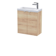 Alrewas Contemporary 2 Door Wall Hung Vanity Unit with Basin, Bleached Oak, 500mm