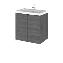 Alrewas Contemporary 2 Door Wall Hung Vanity Unit with Basin, Anthracite Woodgrain, 500mm