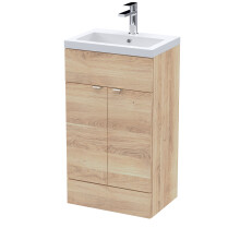 Alrewas Contemporary 2 Door Floor Standing Vanity Unit with Basin, Bleached Oak, 500mm