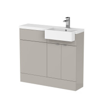 Alrewas Contemporary 2 Door Right-Hand Floor Standing Combination Unit with Basin, Pebble Grey, 1000mm
