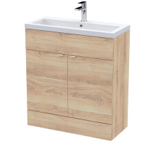 Alrewas Contemporary 2 Door Floor Standing Vanity Unit with Basin, Bleached Oak, 800mm