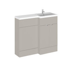 Alrewas Contemporary 2 Door Right-Hand Floor Standing Combination Unit with Basin, Pebble Grey, 1000mm