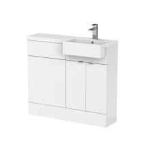Alrewas Contemporary 2 Door Right-Hand Floor Standing Combination Unit with Polymarble Basin, Gloss White, 1000mm