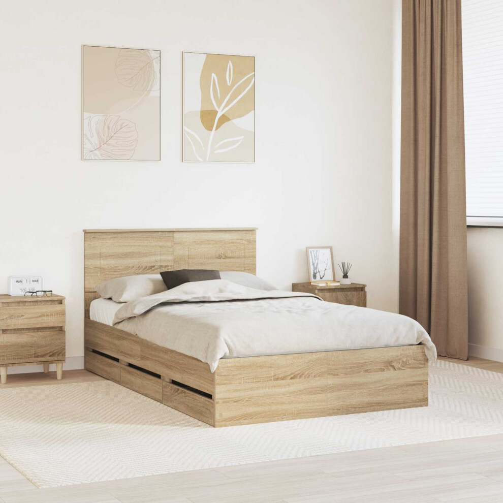 Vidaxl Bed Frame With Drawer Sonoma Oak 120 X 200 Cm Engineer Wood