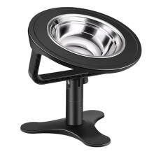 Raised Cat Bowls,Elevated for Indoor Cats with Height-Adjustable Stand Non-Slip Stainless Steel Bowl 15 Tilted Kitten