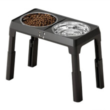 Adjustable Height Stainless Steel Dog Bowls Elevated Feeder with Stand Large Dogs Foldable Dual Pet Food Water Dishes