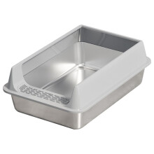 Stainless Steel Cat Litter Box, Semi-Enclosed -Proof and Leak-Proof Design, Removable Lid, Suitable for Cats