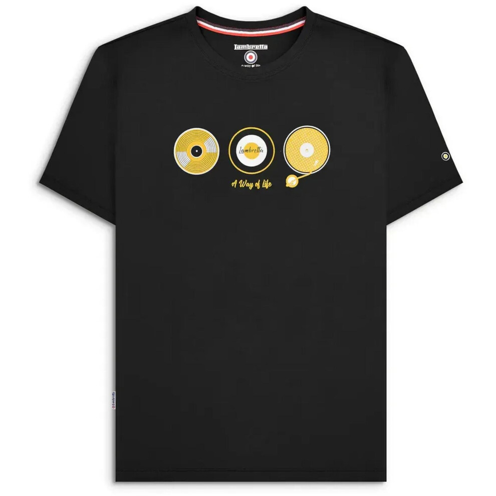 Lambretta (4Xl, Black) Mens Vinyl Short Sleeve Cotton T-Shirt Graphic Top Casual Tee
