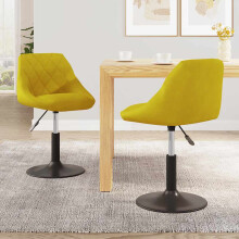 vidaXL Swivel Dining Chairs 2 pcs Mustard Yellow Velvet