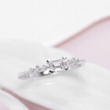 (7) Silver Plated Natural Gemstones Square White Sapphire Wedding Ring Birthstone