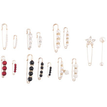15 Piezas Clips de SuéTer Alfileres de Seguridad de Servicio Pesado Broche de Perla Blanca Falsa Clip para Vestido Sombrero Chal Pin Pines de Esmalte