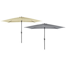 (Light Grey) Charles Bentley Rectangular Garden Parasol Umbrella with Hard-Wearing Steel Frame in Beige / Light Grey - 3X2M