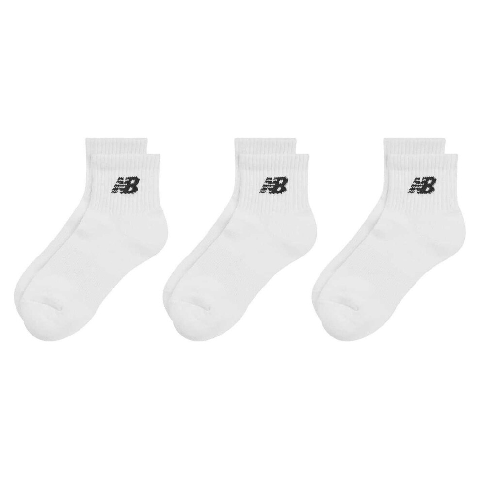 New Balance (4.5 Uk-6.5 Uk, White) Unisex Adult Cotton Blend Ankle Socks (Pack Of 3)