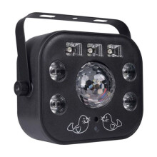 Estroboscopio LED UV multi-efectos - LIGHT4ME - Multifase - Domo giratorio 4-en-1 - RGBW + UV - Lásers rojo/verde