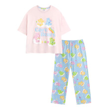 (XXL, Pink/Blue) Care Bears Womens/Ladies Character Short-Sleeved Long Pyjama Set