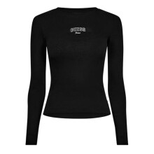 (12 UK, Black) Guess Womens/Ladies Embroidered Slim Long-Sleeved T-Shirt