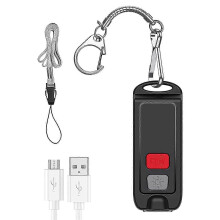 Alarme personnelle sécurisée avec corde, mini porte-clés d'autodéfense 130 dB, alarme de sécurité avec lampe torche LED pour femmes (noir)