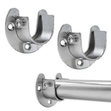 Lot de 2 supports de tringle à vêtements en acier inoxydable en forme de U, avec bride de fixation et vis pour l'organisation de votre placard