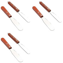 6X Dental Lab 8Inch Spatula Stainless Steel Plaster Alignate Mixing Wax End Instrument with Wooden Handle