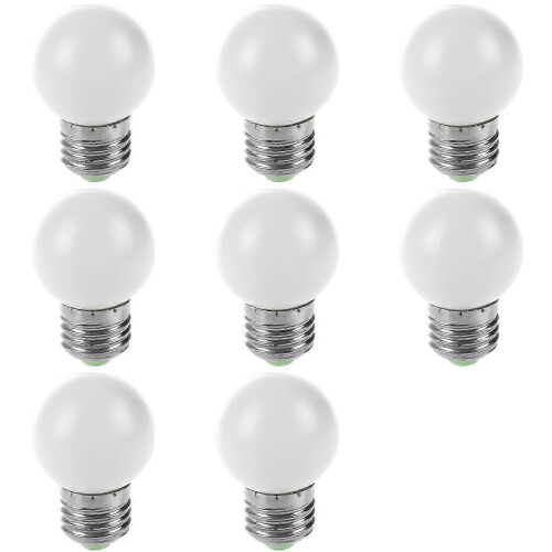 8x E27 LED-lamp, wit, kunststof (0,5W vermogen, wit)