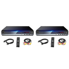 Lecteur DVD 2X 1080p HD pour la maison, compatible avec toutes les zones, lecteur DVD/CD, sortie AV, lecteur EVD (prise européenne).