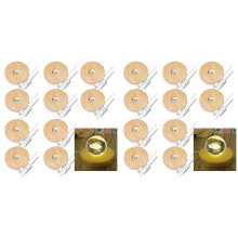 Lot de 20 socles ronds en bois avec éclairage LED pour présentoirs en verre.