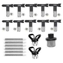 Kit d'accessoires pour pistolet à peinture sans air de 20 pièces avec embouts de buse réversibles et filtres à haut débit