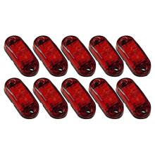 Lot de 10 feux de gabarit latéraux ovales à LED rouges de 6,35 cm (2,5 pouces) à 2 diodes pour remorque et camion.