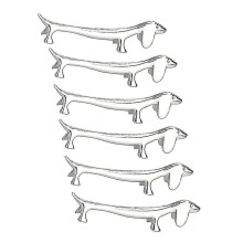 6 pièces Repose-baguettes Petit chien Porte-baguettes Teckel Alliage de zinc Support de fourchette Cuillère Vaisselle (