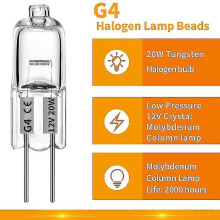 Lot de 20 ampoules halogènes G4, 20 W, 12 V, 2 broches, transparentes, pour éclairage de cuisinière
