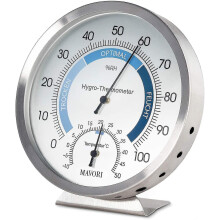 Analoge hygrometer en thermometer voor binnen - Hoogwaardige roestvrijstalen luchtvochtigheidsmeter en kamerthermometer