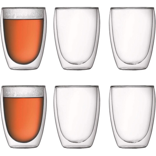 Lot de 6 verres à double paroi, 0,45 l, couleur crème