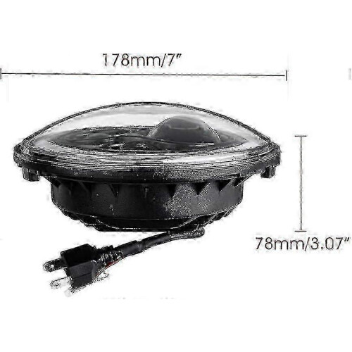 Replacement Headlight for Motorcycle, 7-Inch Approved LED Round 2