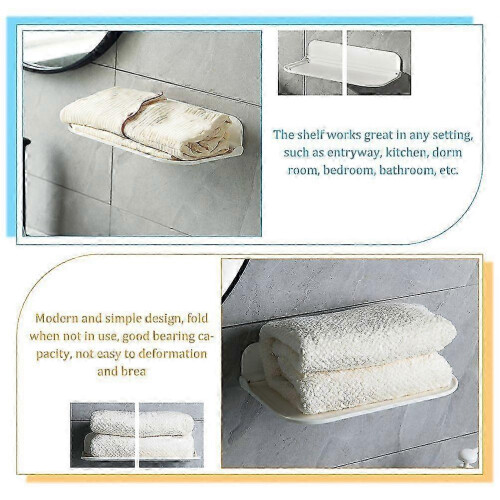 Bathroom Wall Shelf Foldable Floating Shelf Towel Sundries Storage Shelf 2