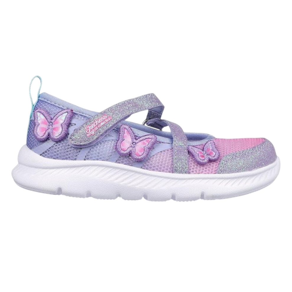 Skechers (9 Uk Child, Lavender/Multicoloured) Girls Comfyflex 2 Butterfly Glitter Trainers