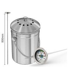 Compostthermometer - Roestvrijstalen wijzerplaatthermometer voor thuis- en tuincompostering - Diameter 54 mm