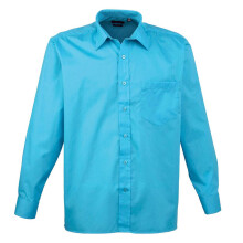 (16in, Turquoise) Premier Mens Poplin Long-Sleeved Shirt