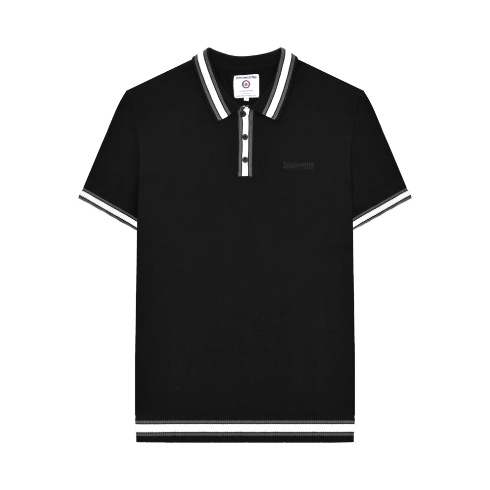 Lambretta (3Xl, Black) Mens Valero Knitted Tipped Short-Sleeved Polo Shirt