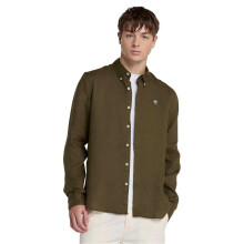 (XXL, Leaf Green) Timberland Mens Linen Relaxed Fit Shirt