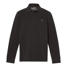 (M, Black) Timberland Mens Ribbed Regular Long-Sleeved Polo Shirt