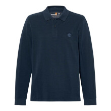 (S, Dark Sapphire) Timberland Mens Ribbed Regular Long-Sleeved Polo Shirt