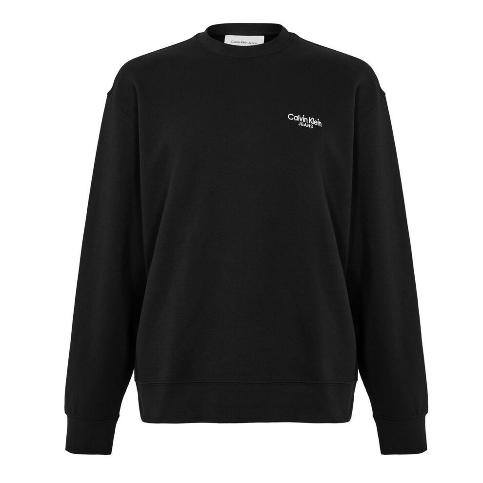 Calvin Klein (M, Black) Mens Crew Neck Regular Sweatshirt