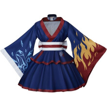 (Blue, S) Midoriya Izuku Inspired Froppy Inspired Cosplay Outfit Women Stylish Top Skirt Set Party Wear